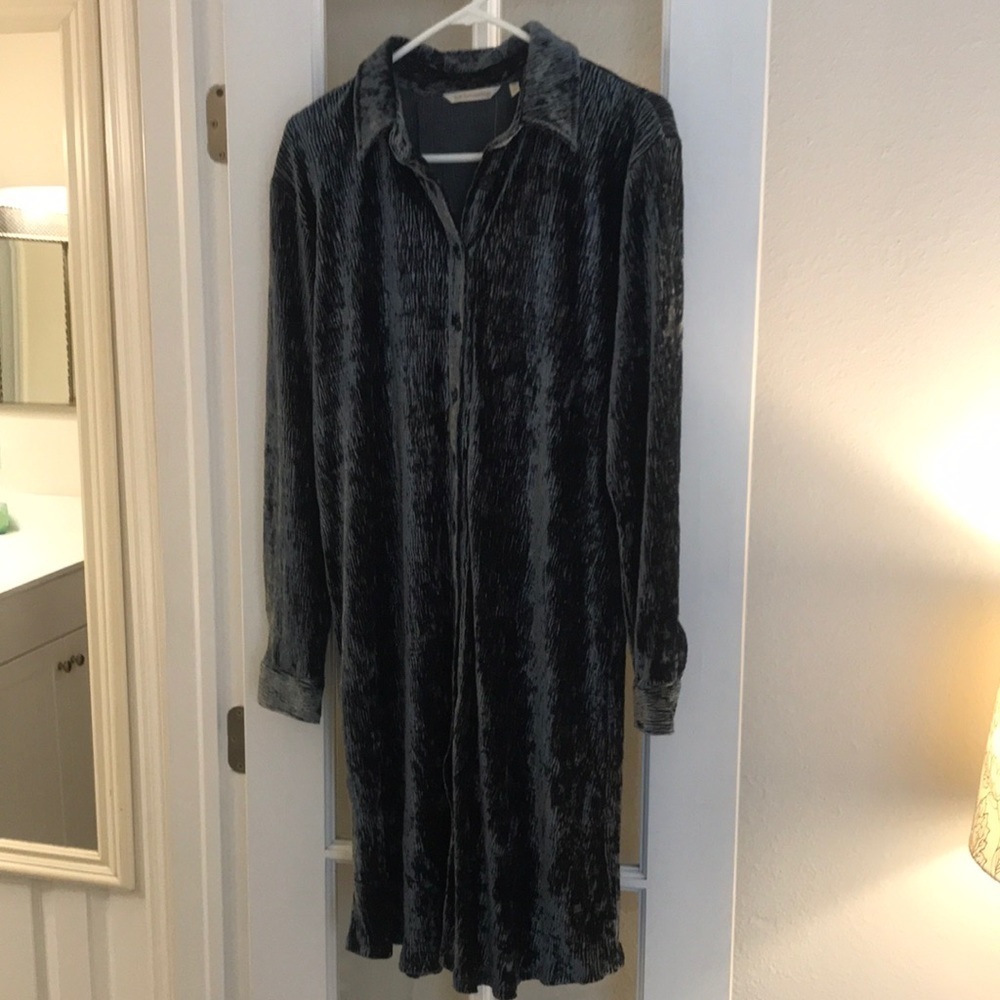 NWOT Blue Crushed Velvet Soft Surroundings Dress - Picture 2 of 8